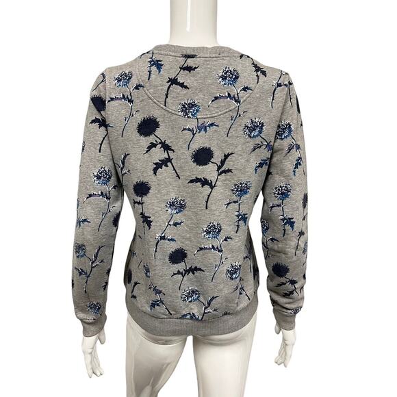 KENZO Gray Cotton Floral Printed Logo Crewneck Pullover Sweatshirt XS - Picture 2 of 6
